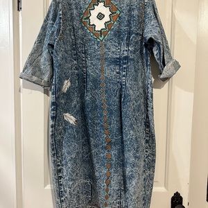Vintage denim jacket XL / oversized dress or jacket / Native American